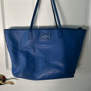Kate Spade New York Penn Place Margareta Embossed Blue Leather Bag Tote